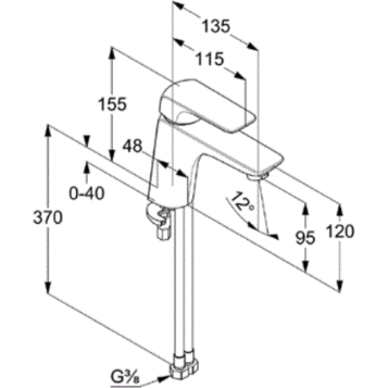 Смеситель KLUDI AMEO 410260575 для раковины на одно отверстие однорычажный без донного клапана