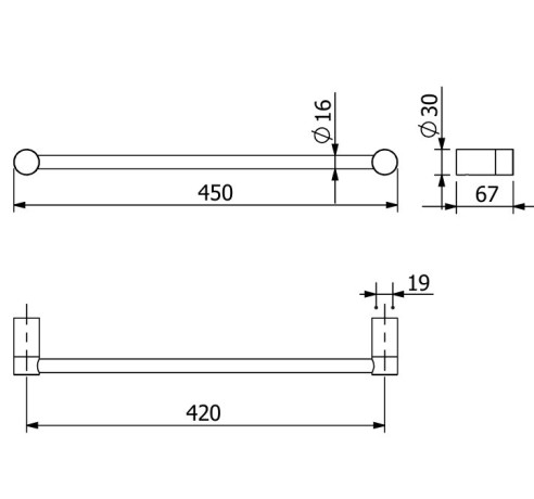 Держатель полотенца KLUDI VELA R 58980N0 широкий 450 мм