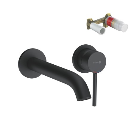 Смеситель KLUDI BOZZ BLACK SET 382453976S для раковины настенный встраиваемый со скрытой частью в комплекте