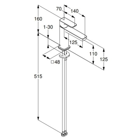 Смеситель KLUDI RENON 42282N175 для раковины на одно отверстие однорычажный без донного клапана