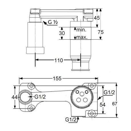 Смеситель KLUDI BOZZ SET 38245N076S для раковины настенный встраиваемый со скрытой частью в комплекте