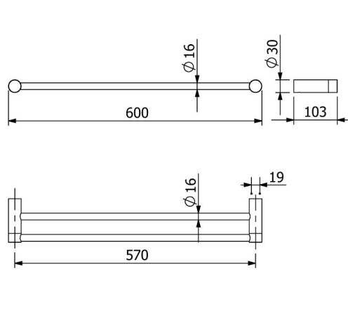 Держатель полотенца KLUDI VELA R 58988N0 широкий 600 мм