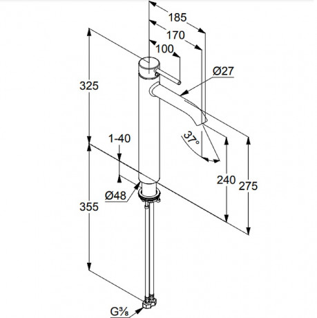 Смеситель KLUDI BOZZ 382860576 для раковины на одно отверстие высокий