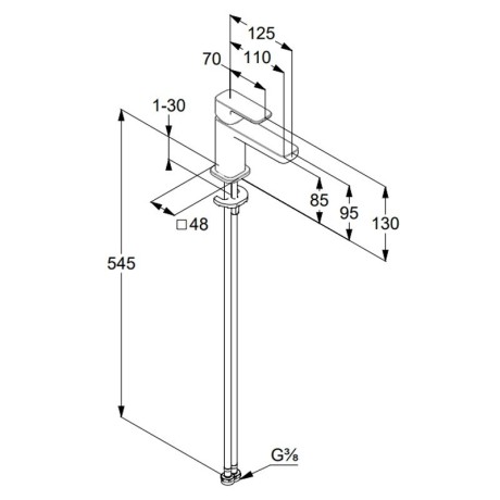 Смеситель KLUDI RENON 42290N575 для раковины на одно отверстие однорычажный без донного клапана