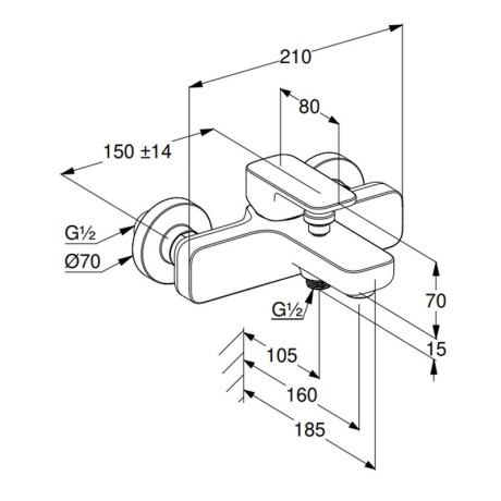 Смеситель KLUDI RENON 42691N275 для ванны с изливом с подключением шланга
