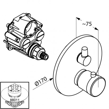Термостат KLUDI BALANCE 528359175 для душа встраиваемый на 1 потребителя внешняя часть