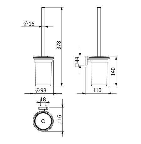 Туалетный ершик KLUDI VELA S 25974N5 подвесной
