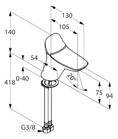 Смеситель KLUDI AMBIENTA 530280575 для раковины на одно отверстие однорычажный без донного клапана