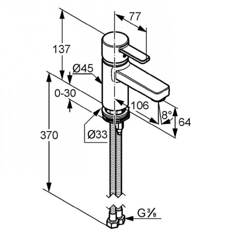 Смеситель KLUDI ZENTA 382510575 для раковины на одно отверстие однорычажный без донного клапана