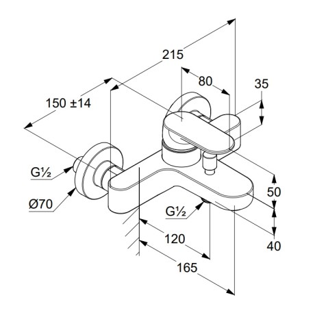 Смеситель KLUDI LOUVA 246915375 для ванны с изливом с подключением шланга