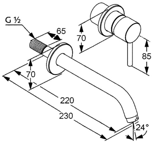 Смеситель KLUDI BOZZ WHITE 382455376 для раковины настенный встраиваемый внешняя часть
