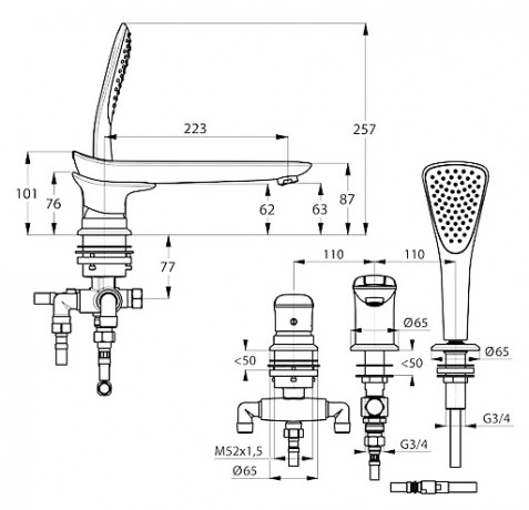 Смеситель KLUDI AMBIENTA 534470575 для ванны на бортик