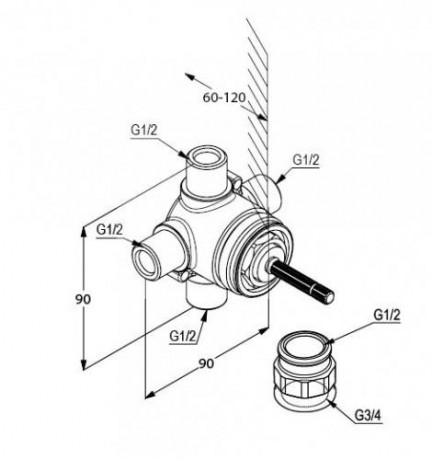Встраиваемая часть KLUDI 29757 переключатель на 3 положения