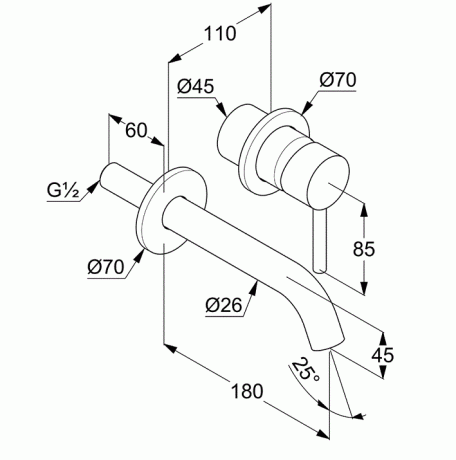 Смеситель KLUDI BOZZ WHITE 382445376 для раковины настенный встраиваемый внешняя часть
