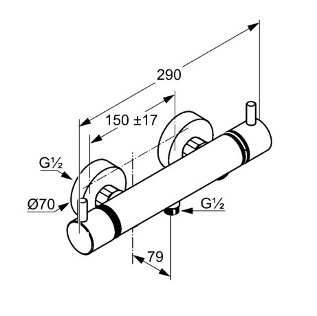 Термостат KLUDI BOZZ 35203N038 для душа настенный с подключением шланга
