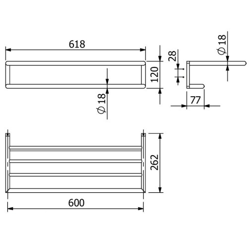 Держатель полотенца KLUDI VELA R 58989N1 полочка
