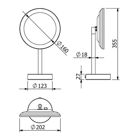Зеркало косметическое KLUDI VELA R 5899505F настольное с подсветкой 3х кратное увеличение