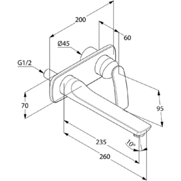 Смеситель KLUDI BALANCE 522478775 для раковины настенный встраиваемый внешняя часть