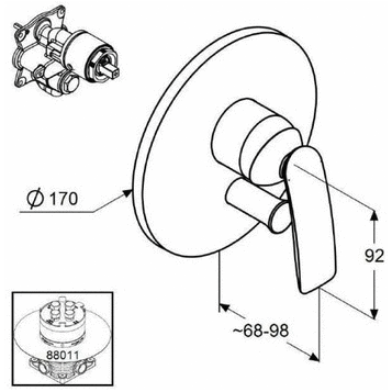Смеситель KLUDI BALANCE 526508775 для ванны и душа встраиваемый внешняя часть с переключателем воды