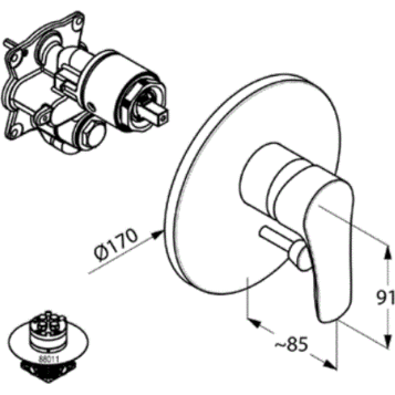 Смеситель KLUDI TERCIO 386510575 для ванны и душа встраиваемый внешняя часть с переключателем воды