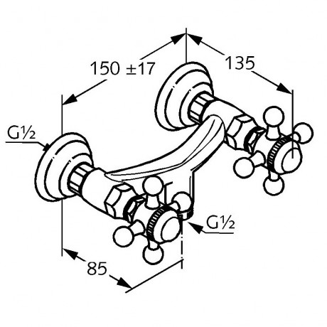 Смеситель KLUDI ADLON 5161005G5 для душа настенный с подключением шланга «Made with Swarovski® Elements»