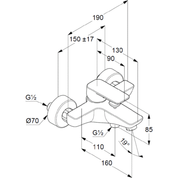 Смеситель KLUDI PURE&STYLE 406810575 для ванны с изливом с подключением шланга