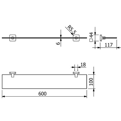 Полочка стекло KLUDI VELA S 2597339 подвесная