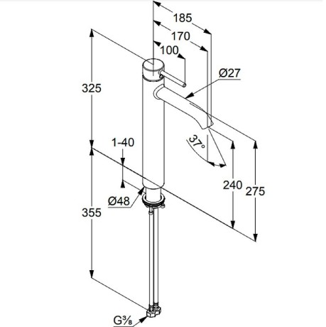 Смеситель KLUDI BOZZ 38286N576 для раковины на одно отверстие высокий