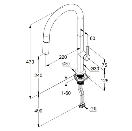 Смеситель KLUDI AUREA 55852N575 для кухни с выдвижным изливом