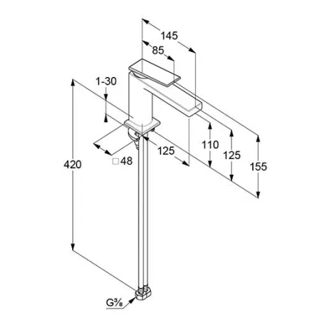 Смеситель KLUDI DECUS 542825375 для раковины на одно отверстие однорычажный