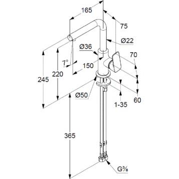 Смеситель KLUDI PURE&STYLE 400240575 для раковины на одно отверстие высокий