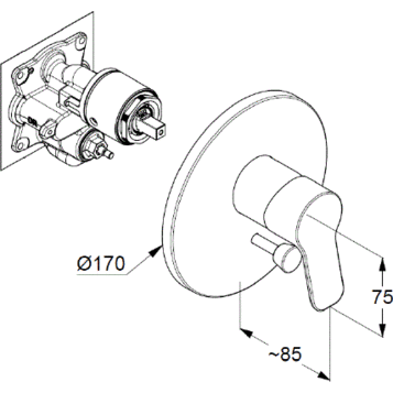 Смеситель KLUDI PURE&EASY 376500565 для ванны и душа встраиваемый внешняя часть с переключателем воды