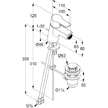 Смеситель KLUDI PURE&EASY 375339165 для биде однорычажный