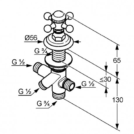 Переключатель потока воды KLUDI ADLON 51848052 на два потребителя