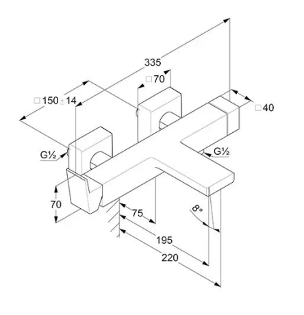 Смеситель KLUDI DECUS 546915375 для ванны с изливом с подключением шланга
